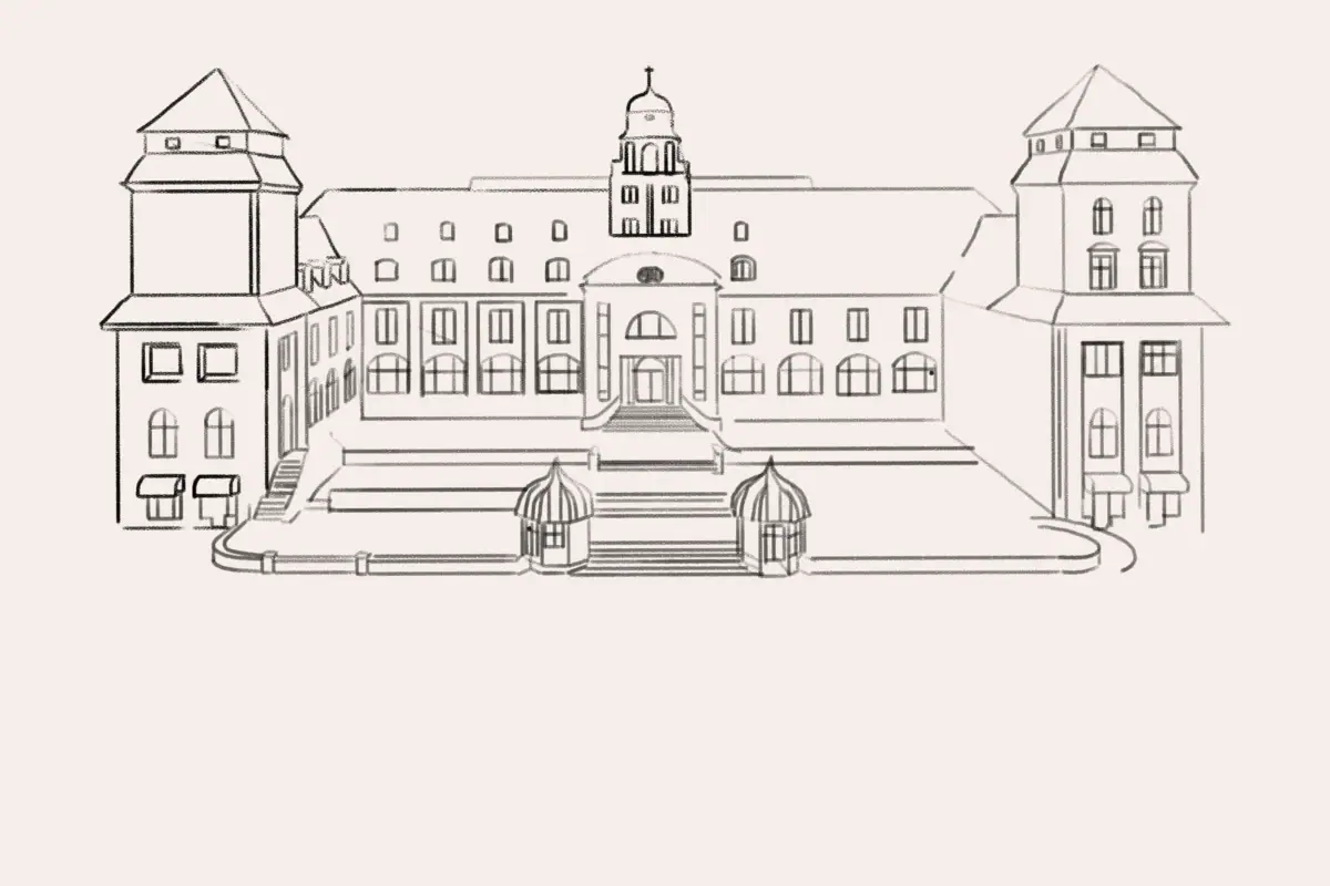 Kurhaus Binz Zeichnung des Kurhauses Binz